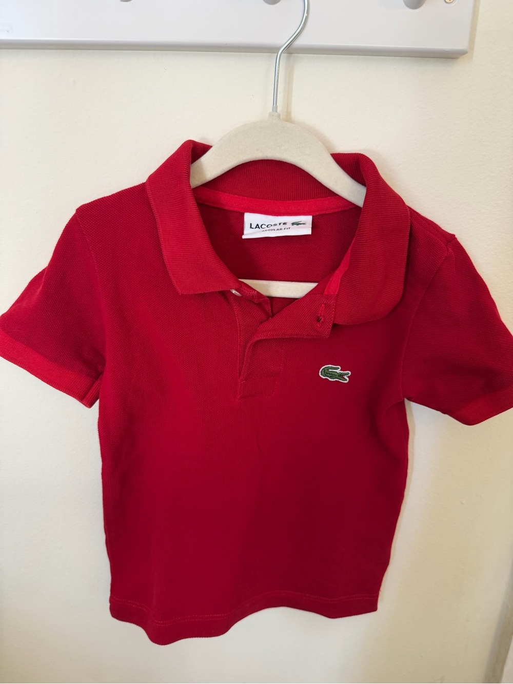 Lacoste Kids Red Polo with Green Crocodile Logo